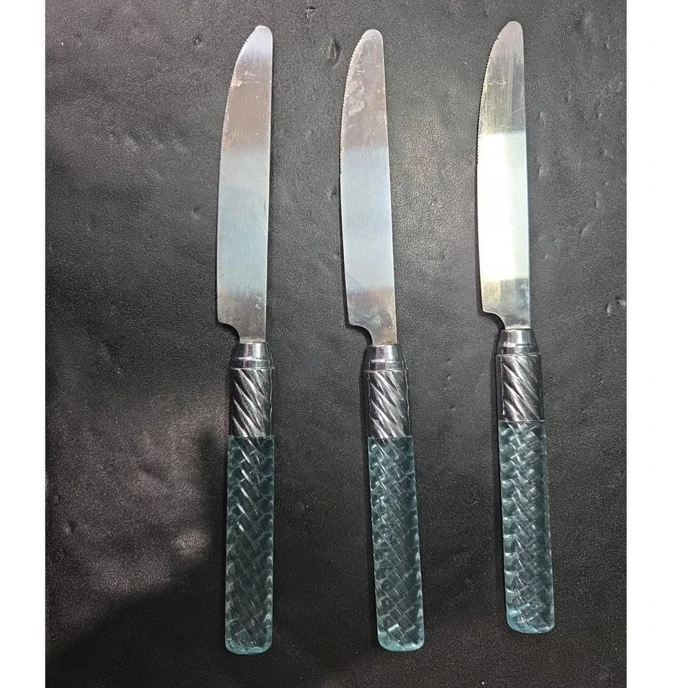 Acrylic Blue Handled Utensils, 17 Piece Set, Plastic Handles, Stainless‎ Steel